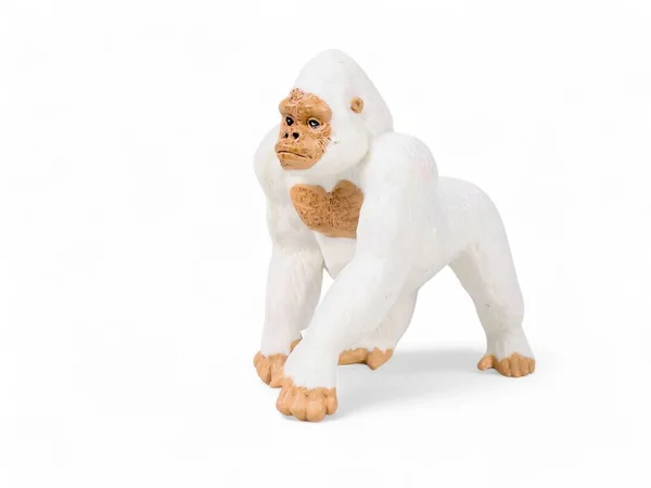 Witte Gorilla Miniatuur Dier Geïsoleerd Wit — Stockfoto