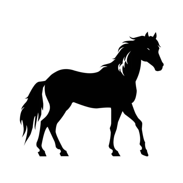Beyaz Arka Planda Siyah Bir Atın Canlandırılmış Vektör Çizimi — Stok Vektör