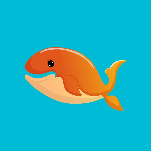 Анимированный Векторный Логотип Оранжевого Кита Синем Фоне — стоковый вектор