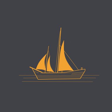 Siyah arkaplanda gemi çizgisi turuncu logosu