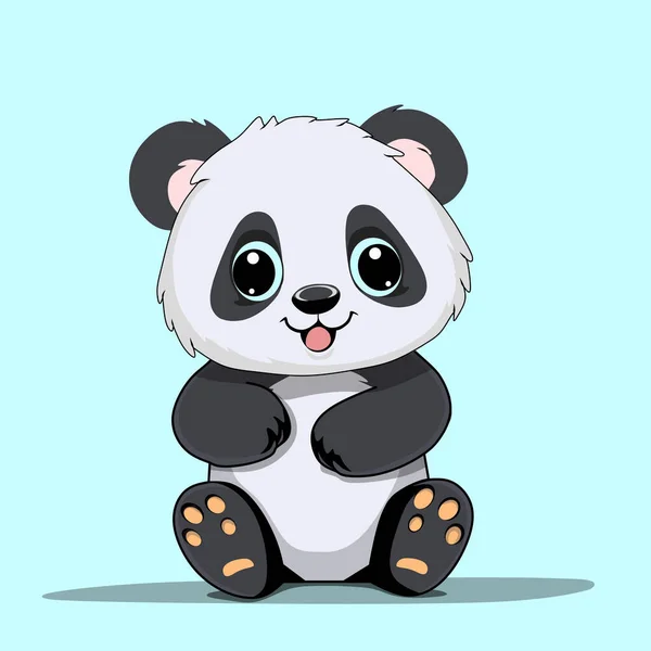 Panda Animal Logotipo Vetor Animado Fundo Azul — Vetor de Stock