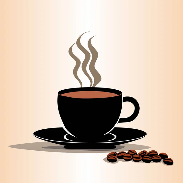 クリームホワイトバックにコーヒーとコーヒー豆のベクトルデザイン — ストックベクタ
