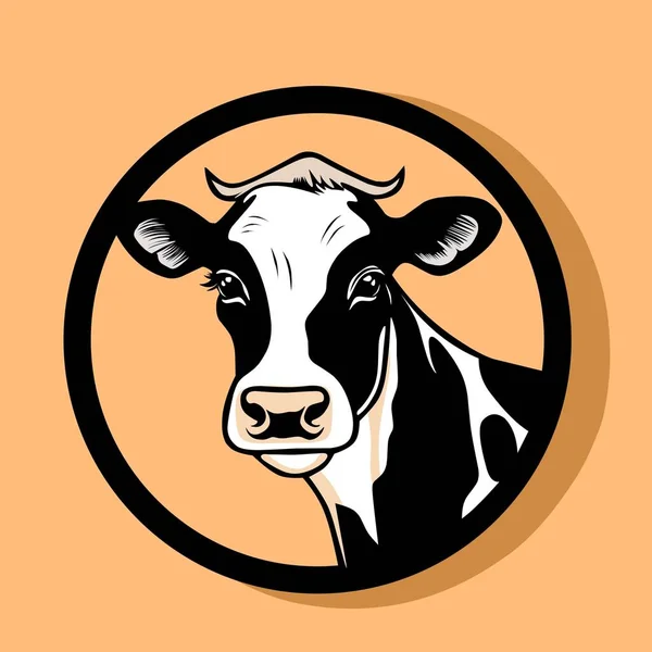 Коровье Животное Рисунок Черно Белым Рисунком Оранжевом Фоне — стоковый вектор