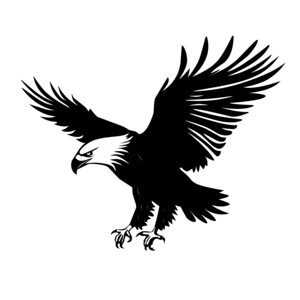 Águila Pájaro Animal Ilustración Diseño Color Negro Sobre Fondo Blanco — Vector de stock