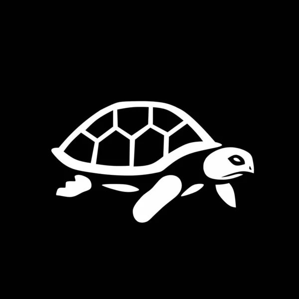 Schildkröte Schwarz Weiß Illustration Logo Design Auf Schwarzem Hintergrund — Stockvektor