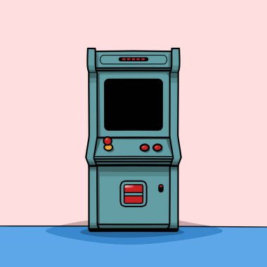 turuncu arkaplan ile arcade makine oyunu clipart illüstrasyon tasarımı
