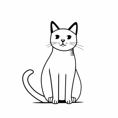 Beyaz kedi illüstrasyon klip tasarımı beyaz arkaplan üzerinde