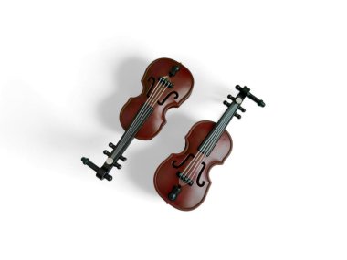 Beyaz arka planda iki kemanın minyatürü