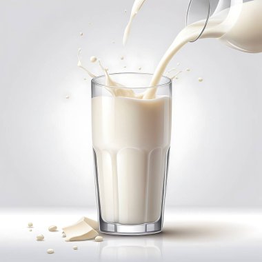 Milk splashing into a glass illustration clipart