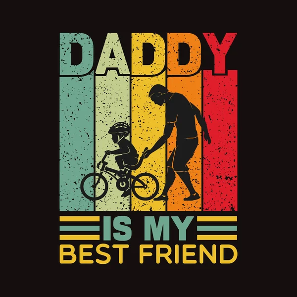 爸爸是我最好的朋友 父亲节T恤衫设计 — 图库矢量图片