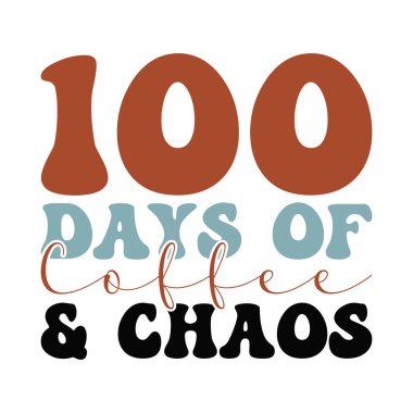 100 Gün Kahve ve Kaos Retro SVG Tasarımı