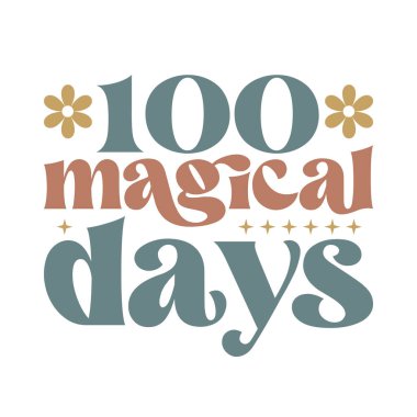 100 büyülü gün Retro SVG Tasarımı
