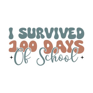 Okulda 100 gün hayatta kaldım. Retro SVG Tasarımı.