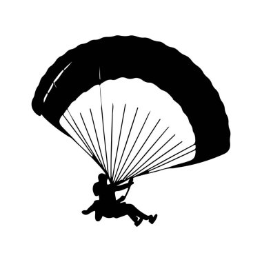 Kalın çıkışlı bir Kablo Paraglider 'ın siyah silueti (4)