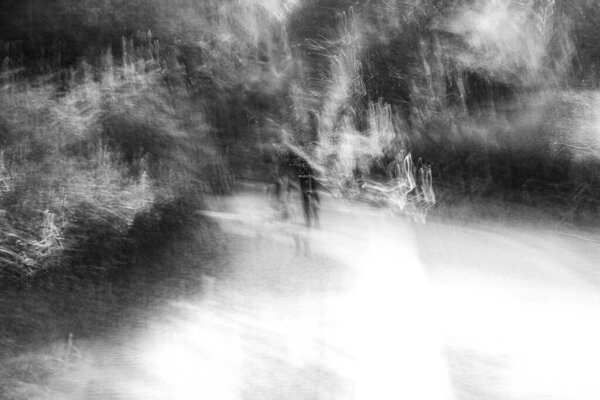 Abstract photography. Deliberately shaken, out of focus, blurred, inconsistently exposed. Creative digitally processed street photography.