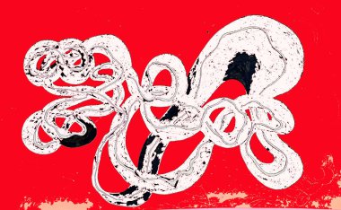 Labirent desenli renkli bir eskiz. Kalemlerle ve işaretlerle tasarlanmış. Dijital olarak işlenmiş, izole edilmiş. Labirent desenli arkaplan çizimi. Tasarım, reklam, fikir.