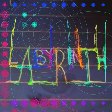 Labirent desenli renkli bir eskiz. Kalemlerle ve işaretlerle tasarlanmış. Dijital olarak işlenmiş, izole edilmiş. Labirent desenli arkaplan çizimi. Tasarım, reklam, fikir.