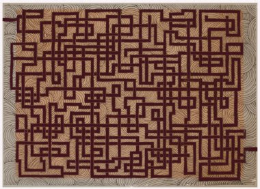 Labirent desenli renkli bir eskiz. Kalemlerle ve işaretlerle tasarlanmış. Dijital olarak işlenmiş, izole edilmiş. Labirent desenli arkaplan çizimi. Tasarım, reklam, fikir.