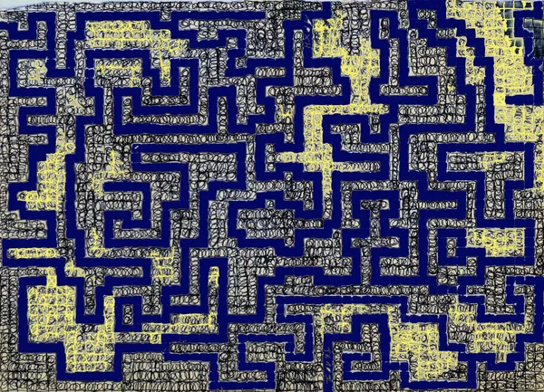 Барвистий Ескіз Візерунком Лабіринту Розроблений Ручками Маркерами Цифрово Оброблений Ізольований — стокове фото