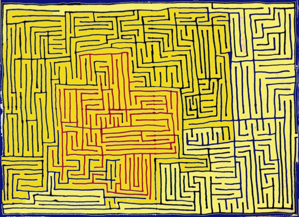 Schizzo Colorato Con Motivo Labirinto Progettato Con Penne Pennarelli Elaborato — Foto Stock