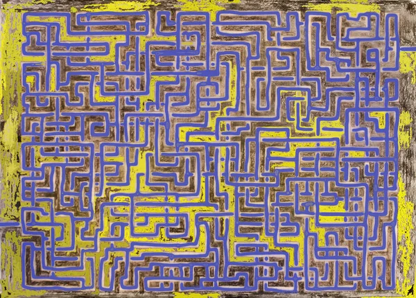 Schizzo Colorato Con Motivo Labirinto Progettato Con Penne Pennarelli Elaborato — Foto Stock