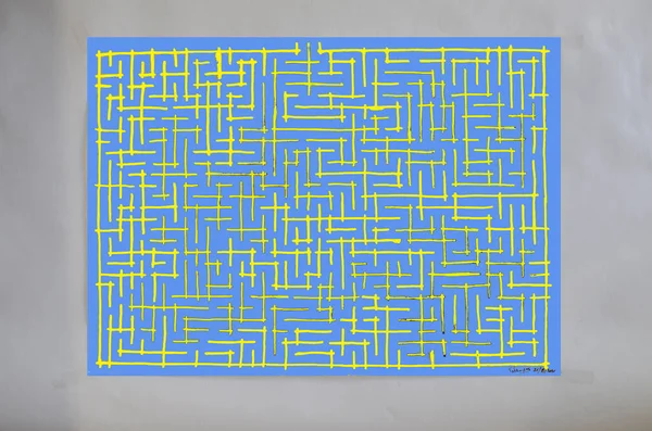 Desenho Colorido Com Padrão Labirinto Projetado Com Canetas Marcadores Processado — Fotografia de Stock