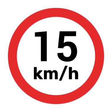 Hız sınırı işareti 15 km saat simge çizimi