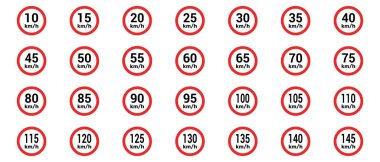 Hız sınırı işareti km saat simgesi vektör çizimi