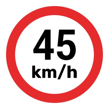 Hız sınırı işareti 45 km saat simge çizimi