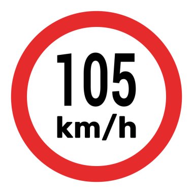 Hız sınırı işareti 105 km saat simge çizimi