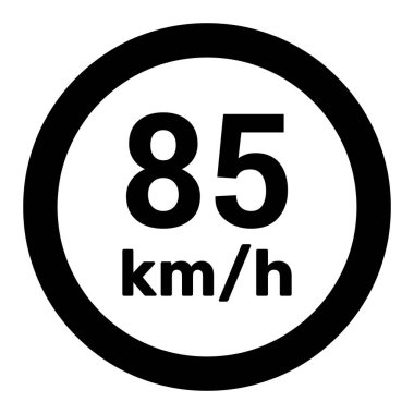 Hız sınırı işareti 85 km saat simge çizimi