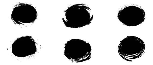 Brosse Cercles Forme Ronde Stock Conception Couleur Noire — Image vectorielle