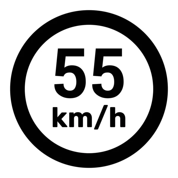 速度限制标志55公里H图标矢量插图 — 图库矢量图片