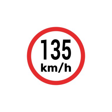 Hız sınırı işareti 135 km saat simge çizimi