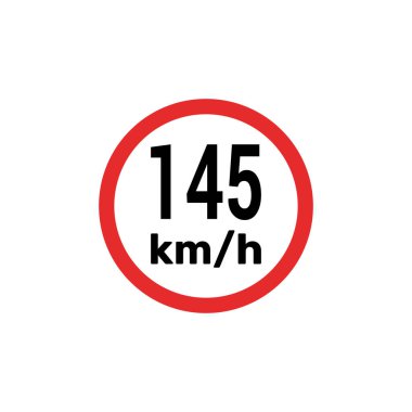 Hız sınırı işareti 145 km saat simge çizimi