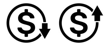 USD Dolar maliyet simgesi tasarımı ve vektör illüstrasyonu.