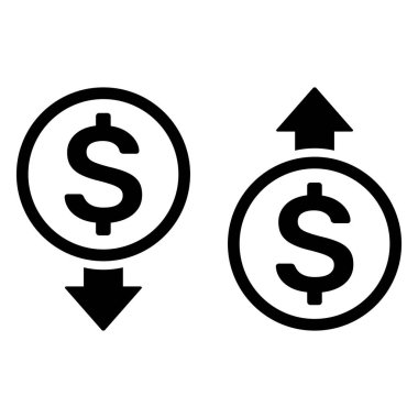 USD Dolar maliyet simgesi tasarımı ve vektör illüstrasyonu.