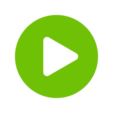 Çal düğmesi yeşil renk ikonu video ses oynatıcı ve şeffaf arkaplan.