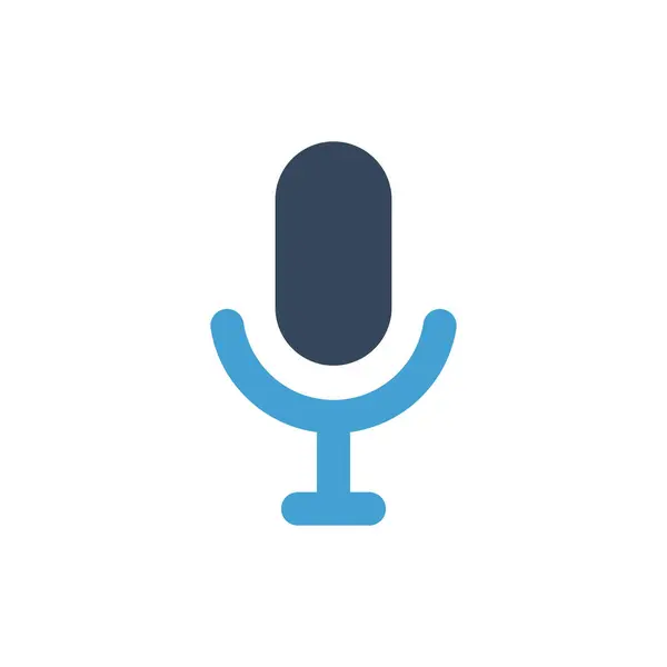 Ikon Warna Mikrofon Pada Desain Gaya Vektor Latar Belakang Putih - Stok Vektor
