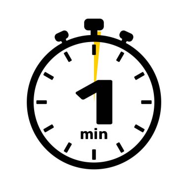 1 Dakika Analog Saat Simgesi beyaz arkaplan .