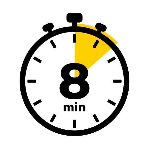 8分钟模拟时钟图标白色背景 — 图库矢量图片