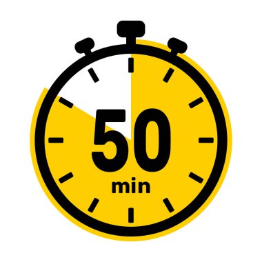 50 Dakika Analog Saat Simgesi beyaz arkaplan .