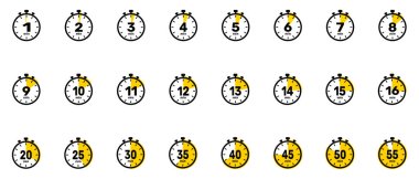 Kronometre saat simgesi beyaz arkaplan tasarımı ayarladı.