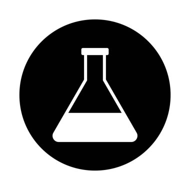 Kimyasal şişe ikonu bilim ve araştırma konsepti vektör şablonu tasarımı.