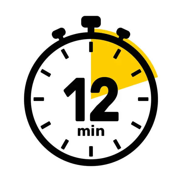 12分钟模拟时钟图标白色背景 — 图库矢量图片