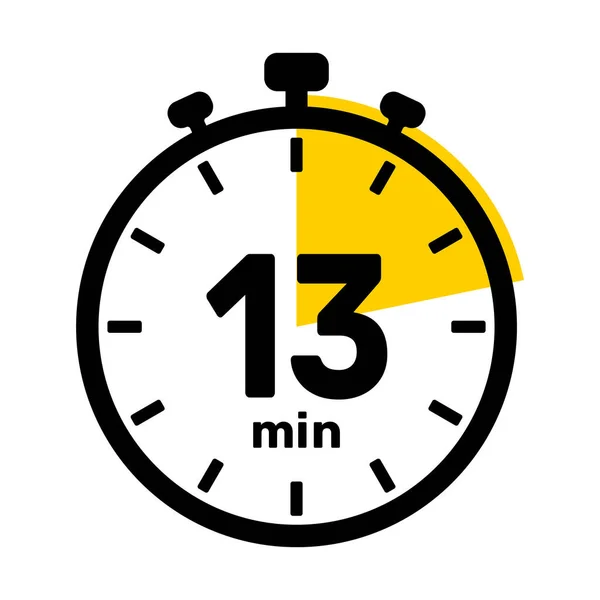 13分钟模拟时钟图标白色背景 — 图库矢量图片