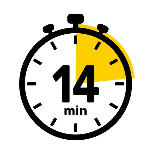 14分钟模拟时钟图标白色背景 — 图库矢量图片