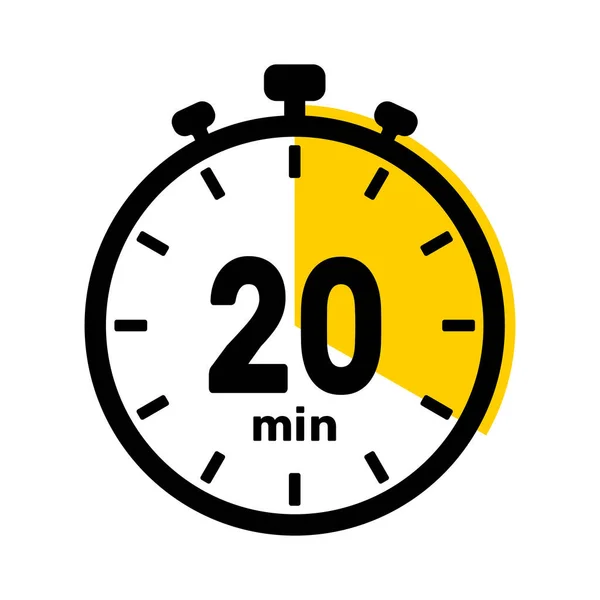 20分钟模拟时钟图标白色背景 — 图库矢量图片