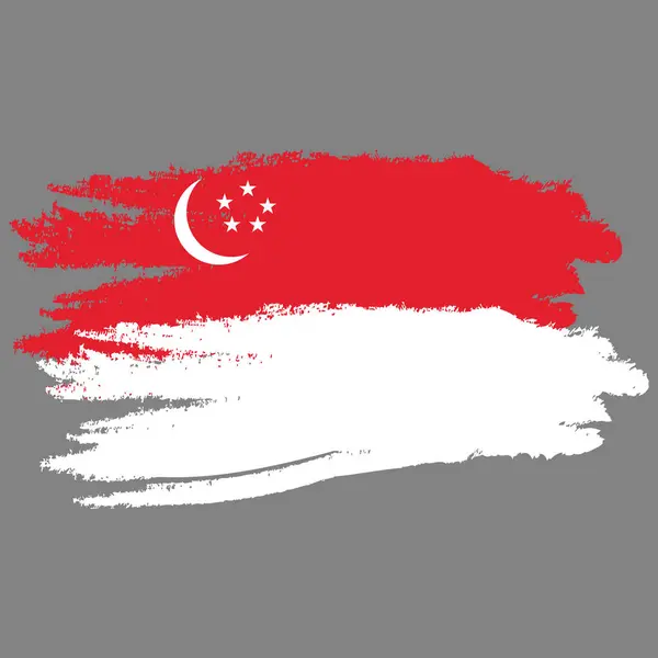 Мистецтво Пензлів Прапор Сінгапуру — стоковий вектор