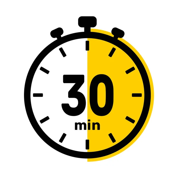 30分钟模拟时钟图标白色背景 免版税图库矢量图片